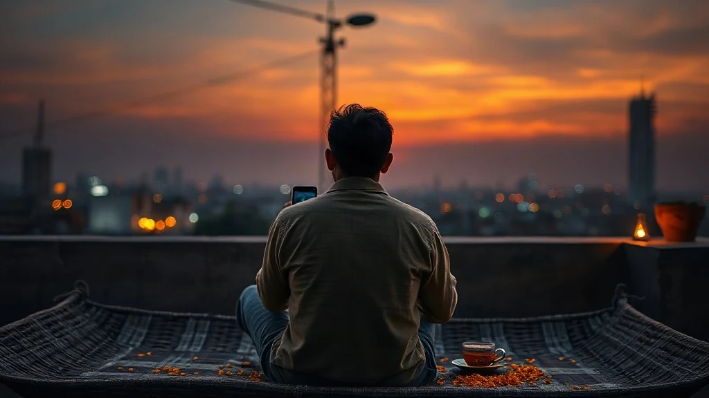 Desi shayari 2 line status on a smartphone at dusk